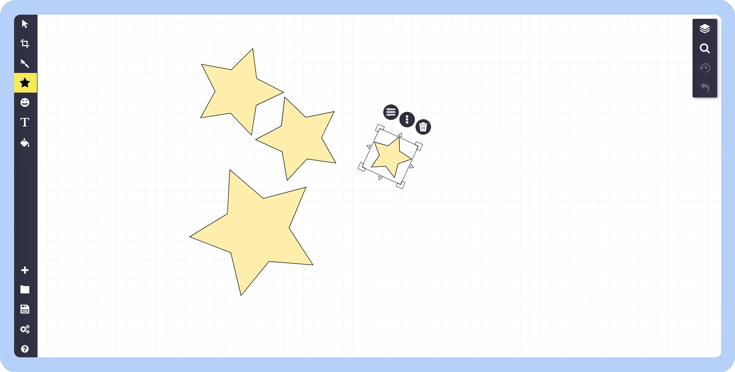 Screenshot of stars being created in Sketch.io.