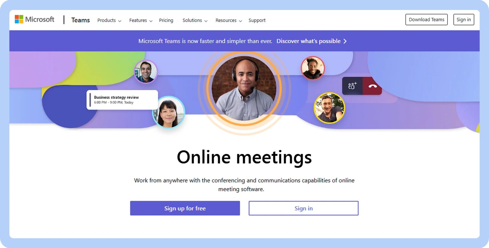 Screenshot of Microsoft Teams website
