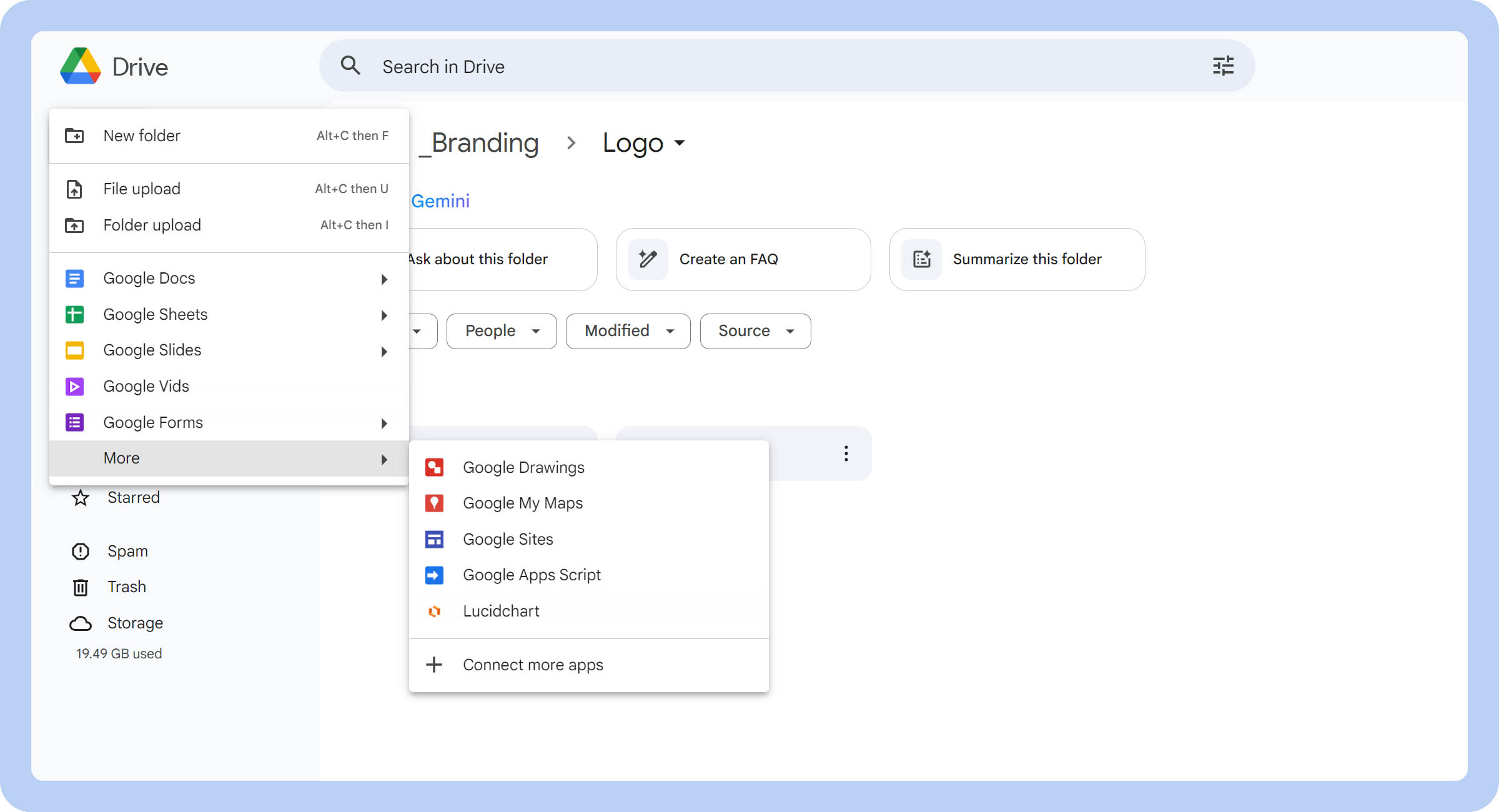 Screenshot  of an organized Google Drive for small business.