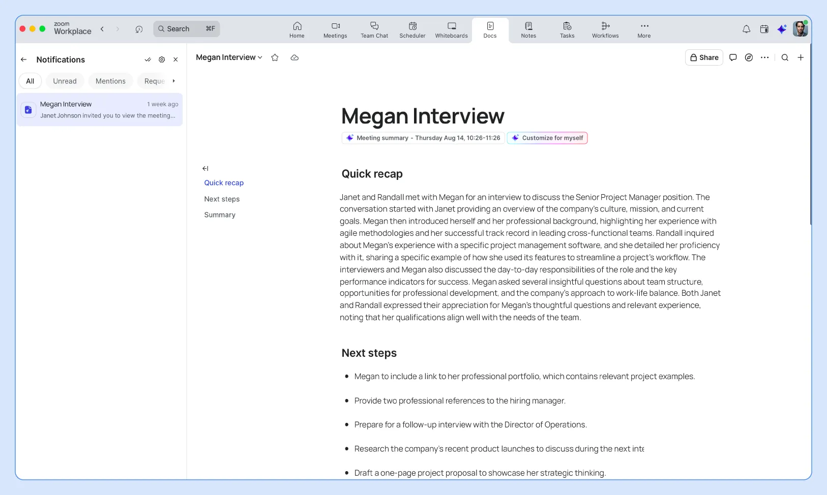 Zoom Docs in use during a meeting